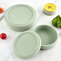 Boîte à lunch ronde en silicone hermétique avec couvercle, qualité alimentaire, compatible micro-ondes, réutilisable, conteneur de stockage alimentaire, OEM ODM, vente en gros en usine
