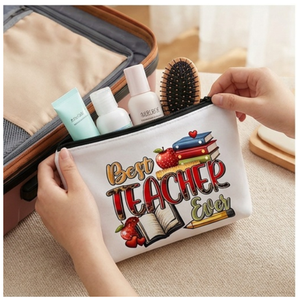Trousse de toilette à fermeture éclair pour maquillage et papeterie, motif livre, pour cadeau et usage scolaire, 22x13.5cm - Product Image 4