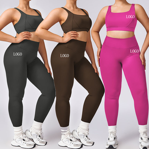 Conjuntos Deportivos de Dos Piezas para Mujer al por Mayor, Cintura Media, Logotipo Frontal Sólido, Ropa Deportiva para Gimnasio y Yoga, Secado Rápido - Product Image 1