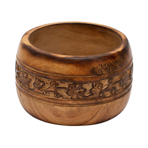 Tazón redondo para servir postres de madera de mango de alta calidad de estilo de tendencia Uso para Hotel Farmhouse Royal Design Tazón de madera de tamaño estándar - Product Image 1