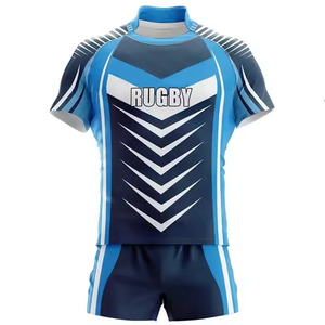 Conjunto de uniforme de rugby de poliéster de alta calidad personalizable, ropa deportiva transpirable con diseño único, incluye nombre de equipo personalizado - Product Image 1