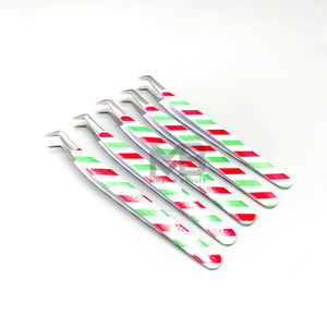 Pinzas de extensión de pestañas con agarre liso recubierto de papel múltiple de volumen de arranque especial, puntas plateadas de acero inoxidable japonés, Etiqueta Privada - Product Image 6