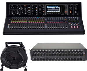 Meilleur prix, qualité authentique, console de mixage numérique en direct M32R avec boîtier de scène DL32 et bobine de câble réseau Cat5 disponible - Product Image 1