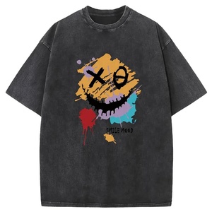 เสื้อยืดผู้ชายผ้าฝ้ายฟอกสีกรดมีลายเสื้อยืดเสื้อเดินบนถนน - Product Image 1