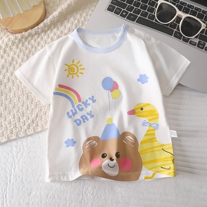 Vente en gros de t-shirts décontractés à manches courtes en pur coton avec impression de dessins animés pour garçons et enfants, haut de style estival à manches courtes - Product Image 4