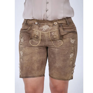 Bavarian Trachten Lederhosen XL German Short para mujer con decoración de encaje Logo Washed Front Style Winter - Product Image 1
