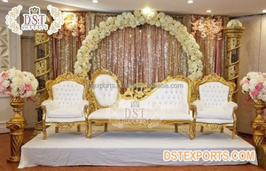 Sofá de boda de estilo italiano para pareja, conjunto de sofá de boda blanco plateado de diseñador, sofá de boda de aspecto moderno para novia y novio - Product Image 5