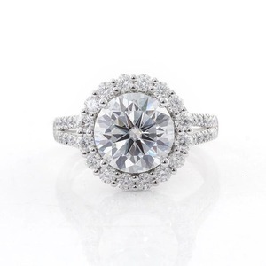 925 เงินสเตอร์ลิงสีขาว Moissanite แหวนเพชรกลมตัดแหวนครบรอบรัศมีตัด Moissanite แหวนหมั้น - Product Image 3