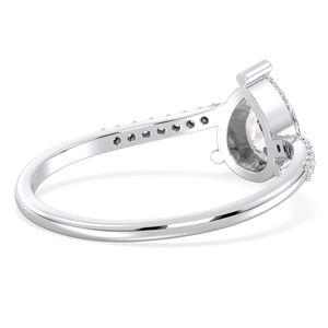 แหวนแต่งงาน REYES คุณภาพสูง ทองคำขาว 14K สำหรับผู้หญิง ทรงลูกแพร์ ประดับเพชรโมอิสซาไนต์ 0.8 กะรัต แหวนหมั้นแบบโซลิแตร์ เครื่องประดับชั้นดี - Product Image 4