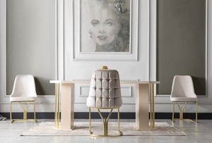 Juego de muebles de comedor elegantes y modernos, 1 mesa y 6 sillas para un toque elegante en la cocina o la villa - Product Image 6