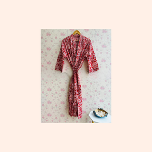 Main Bloc Imprimer Coton Kimono Robe Robe De Chambre Femmes Coton Robe De Plage Porter Pour Les Femmes - Product Image 3