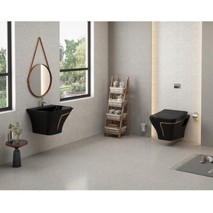 Sanitaire indien Salle de bain WC Mur Cuvette de toilette Céramique Mur Accroché Ensemble de toilette avec Lavabo Table Top Lavabo et Toilettes Suites - Product Image 3