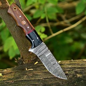Couteau de chasse artisanal de haute qualité en acier Damas, style européen, manche en bois, couteau à dépecer DIY, utilisation extérieure, service OEM disponible - Product Image 1