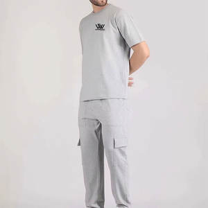 ชุดเสื้อยืดและกางเกงขายาวสำหรับผู้ชายชุดเสื้อยืดและกางเกงขายาวผ้าฝ้ายระบายอากาศได้กำหนดโลโก้ได้ตามต้องการ - Product Image 3