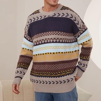 Pulls en tricot respirants 100 % coton, style vintage, unis, pour hommes, mode hiver, personnalisés, col rond, 260 g, impression numérique