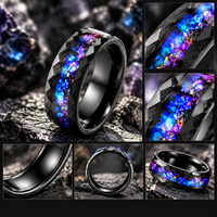 Cincin Nebula Geometris Berlapis Elektroplating Baja Tahan Karat OEM Grosir Jlm, Aksesoris Jari Unisex untuk Pertunangan, Pernyataan Kepribadian