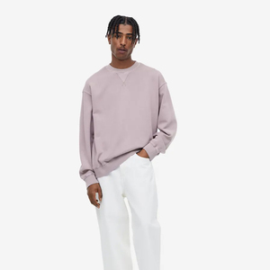 Alta calidad hombres color lila peso pesado polar cuello redondo sudadera últimas sudaderas de gran tamaño sudadera básica - Product Image 3
