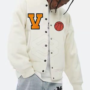 Chaqueta con letras de chenilla bordadas para hombre, cuello levantado, personalizable, algodón/poliéster, alta calidad, venta al por mayor, 2025 - Product Image 6