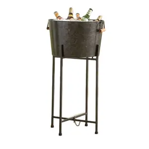 Cubo de vino de gran tamaño de diseño vintage con soporte, Cubo de vino galvanizado de calidad creativa a precio competitivo - Product Image 1