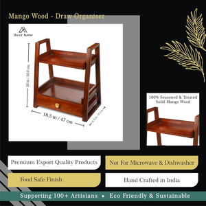 Premium Wooden Organizer With Dual Tier Design <b>Drawer</b> <b>Storage</b> And Decorative Gold Knob For Any Space From India - Product Image 2