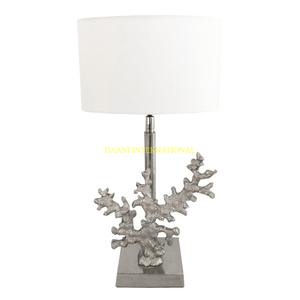 Modern <b>Silver</b> Coral Table <b>Lamp</b> With White <b>Shade</b> Coastal Inspired Lighting For Living Room Bedroom Office And Best Interior <b>Lamps</b> - Product Image 1
