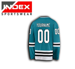 Jersey de equipo de impresión por sublimación de Jersey de hockey personalizable de alta calidad OEM con encaje para jugadores y aficionados al hockey sobre hielo - Product Image 4