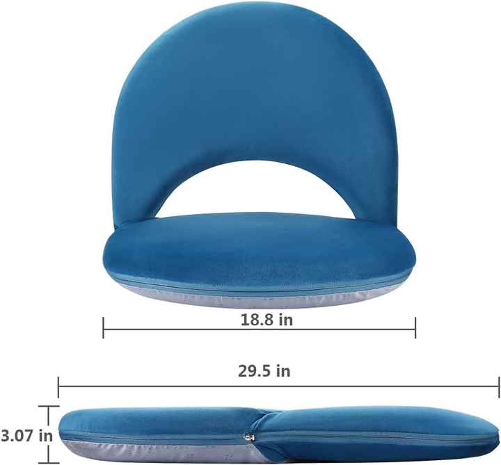 Floor Chair Adjustable Back Support Foldable Meditation Seating Multiangle Cushioned Recliner Video-Gaming Reading Watching