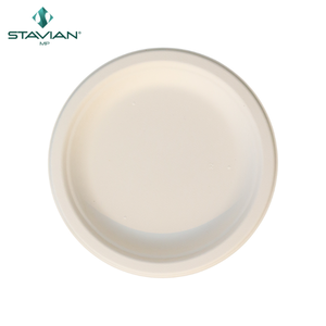 Assiettes jetables durables en fibres végétales de 7 pouces 100% sans PFAS sans danger pour les aliments et sans toxines en plusieurs tailles - Product Image 1