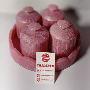 ชุดกระปุกไข่มุกสีเบจทำมือพร้อมฝาปิดสีทองถาดกลมเป็นมิตรกับสิ่งแวดล้อมภาชนะจัดเก็บงานแต่งงานที่หรูหรา - Product Image 1