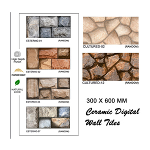 Carreaux muraux en céramique numérique de qualité supérieure 300x600 mm, émaillés pour une utilisation intérieure et extérieure, dernier design pour le sol de la salle de bain, élévation - Product Image 6