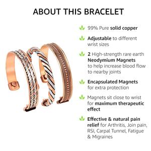 Pulsera de cobre de tamaño personalizado unisex, pulseras de cuentas clásicas hechas a mano, cruz cristiana en relieve de alambre pesado para fiestas de regalos - Product Image 6