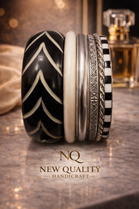 Premium Black Gold <b>Bangle</b> <b>Set</b> – Resin & Alloy Stack Bracelets with Rhinestones for Women, Trendy Fashion Jewelry Wholesale - Product Image 3