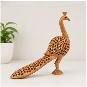 Escultura de Pavo Real de Madera Hecha a Mano, Figura de Animal Tallada, Decoración Tradicional para Mesa de Sala de Estar, 1 Pieza - Product Image 5