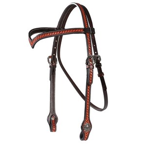 Cabezada Elegante para Equitación, Cuero Genuino con Trenzado, Estilo Western con Conchos Elevados para Accesorios de Montar - Product Image 1
