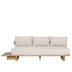 Muebles de diseño moderno Sofá de tres plazas Combinación de madera de teca natural para exteriores Ratán y cojín-Hion - Product Image 2