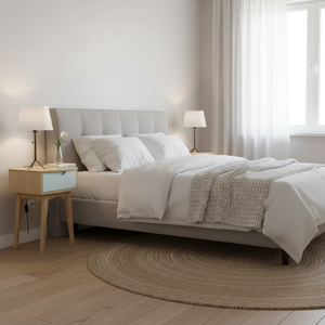 Mesita de noche minimalista tradicional de madera de pino con 1 cajón muebles de dormitorio de madera de caucho - Product Image 3