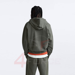 Sweat à capuche court ample pour homme, streetwear urbain, en molleton de coton 400 GSM, coupe décontractée, mode décontractée, fermeture éclair, OEM, marque privée - Product Image 3