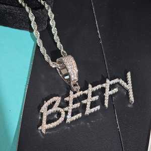 จี้เพชรโมอิสทรงกลมตัดจี้ตัวอักษรและเสน่ห์ของ925สีเงินประดับอัญมณี - Product Image 1