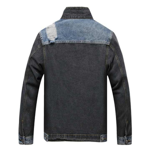 Veste en jean pour homme avec logo personnalisé, saison hivernale, broderie, boutons sur le devant, 100% coton, imperméable, respirant, service OEM, style décontracté - Product Image 2