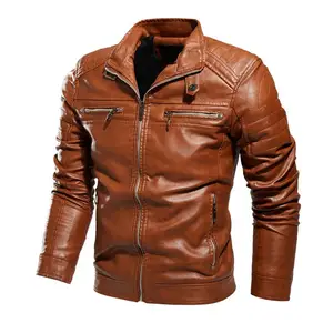 सांस गर्म बिक्री आकस्मिक क्लासिक बाइकर जैकेट मोटरसाइकिल लेदर जैकेट पुरुषों की स्लिम फिट के लिए चमड़े फैंसी जैकेट