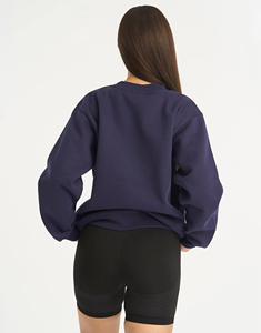 Streetwear femmes sweat surdimensionné Polyester/coton hiver respirant sur mesure Logo impression solide col montant OEM - Product Image 4