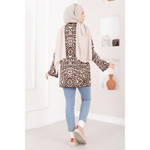 เสื้อสเวตเตอร์ถักลายม้าลายสีกาแฟสไตล์ลำลองสำหรับฤดูใบไม้ร่วง - Product Image 4