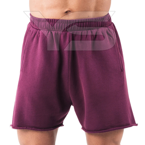 Tela de lana transpirable corta informal de algodón 100% para hombre, cintura media, estilo caliente, cierre elástico teñido liso, calle alta no tejida - Product Image 1