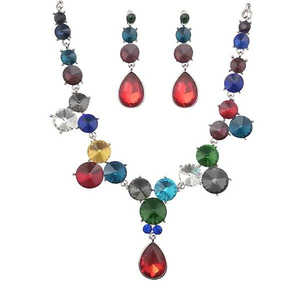 Kriaa Multicolor <b>Crystal</b> Stone Necklace Set 1103061-Premium Colorful <b>Crystal</b> Necklaces - Product Image 1