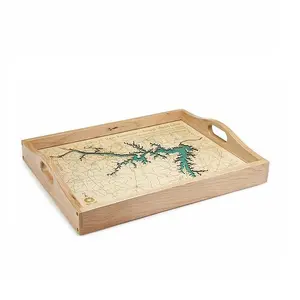 Custom Cheap Natural Breakfast Serving Organizing Bamboo Wooden Trays Bamboo Tea Serving Tray Serving Dish Board For Food