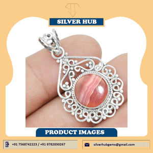 925 sólido esterlina Rodocrosita piedra preciosa joyería fina colgante moda colgante antiguo colgante para mujeres mayorista de plata - Product Image 4