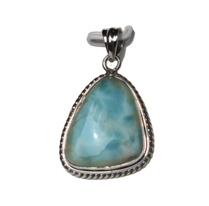 Vente en gros pendentif en argent sterling 925 assorti cabochon ovale en larimar bleu piedras naturales pierres de cristal de guérison serti de lunette - Product Image 6