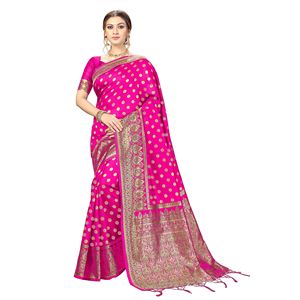 Trendmalls ผ้าไหม banarasi สำหรับผู้หญิงพร้อมเสื้อ unstitched ชิ้น (S11-Pink) งานแต่งงานแบบลำลองและเสื้อผ้าปากีสถาน - Product Image 1