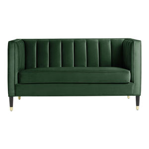 Stylish Velvet Upholstered Two Seat Love Seat <b>Sofa</b> Mid for Modern <b>Wood</b> <b>Frame</b> for Living Room Apartment Hotel Lounge Villa - Product Image 2