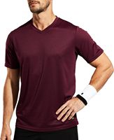T-shirt de sport personnalisé pour homme, col en V, manches courtes, séchage rapide, en polyester doux, imprimé sérigraphié, écologique, vierge